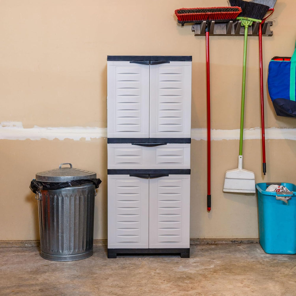 Sunnydaze 57" Garage Storage Cabinet with Doors & Shelves, Gray