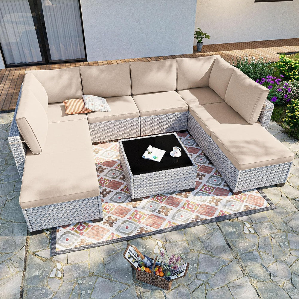 Outdoor PE Wicker Rattan Modular Patio Sectional Sofa Set