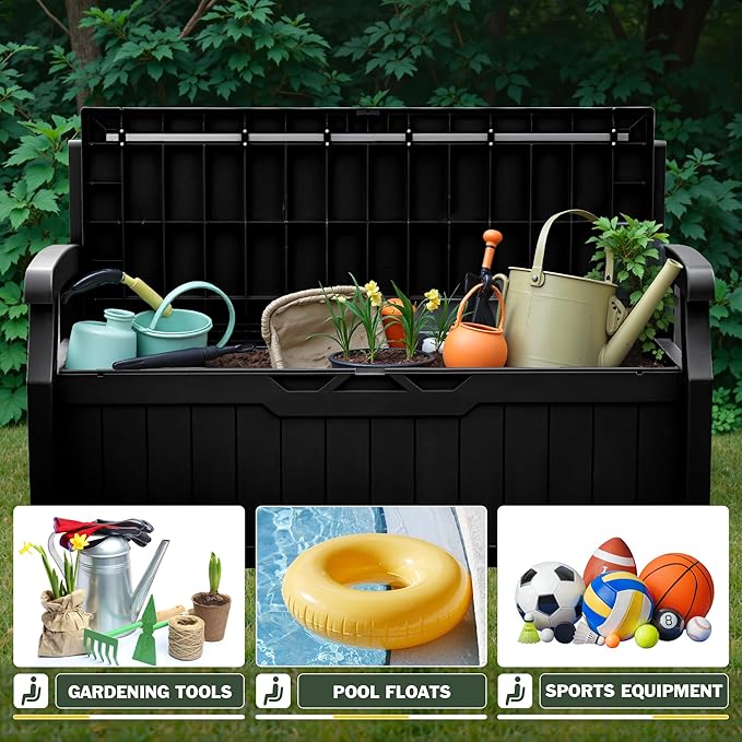 Flamaker 80 Gallon Storage Bench Outdoor Indoor, Durable All-Weather Seating ...