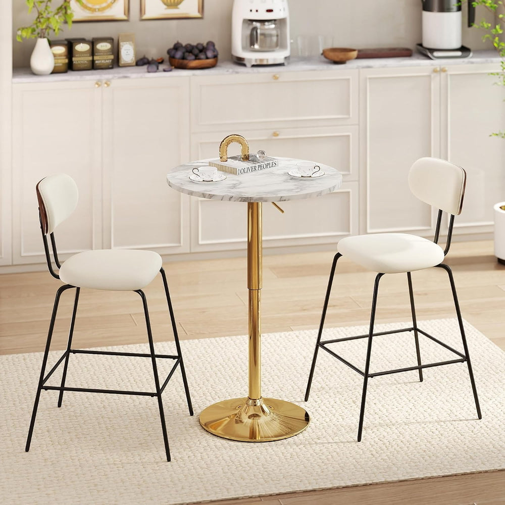 NOBPEINT Round Bar Tables, 360° Swivel Height Adjustable Bistro Pub Table wit...