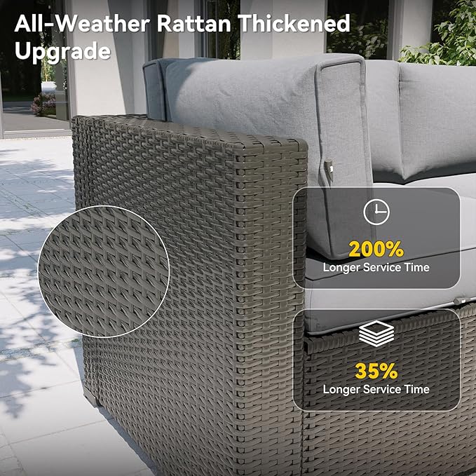 Aoxun Patio Furniture Set, 7 Piece Outdoor Sectional Sofas with Waterproof Co...
