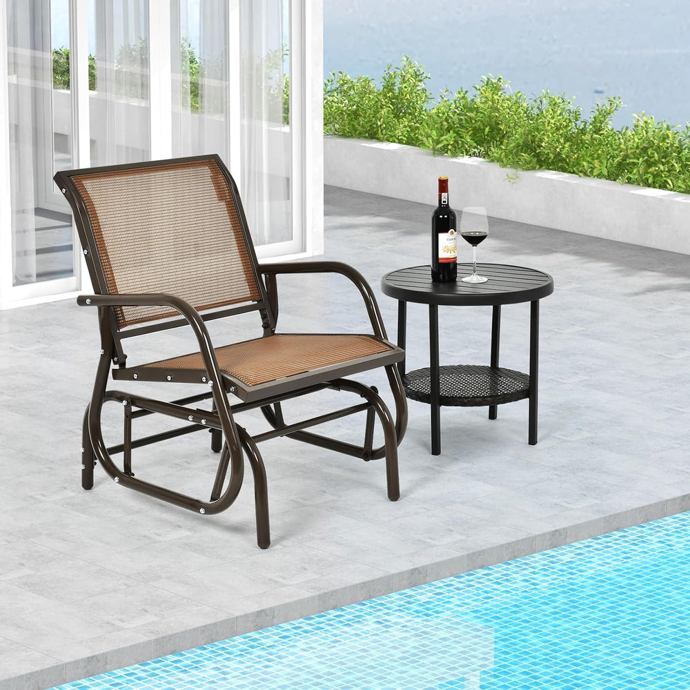 DORTALA Swing Glider Chair, Outdoor Rocking Chair w/Study Metal Frame, Comfor...