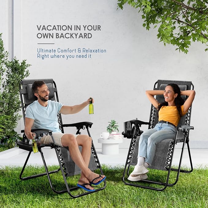 Nestl Zero Gravity Chairs Set of 6, Patio Lounge Chair Outdoor with Pillows &...