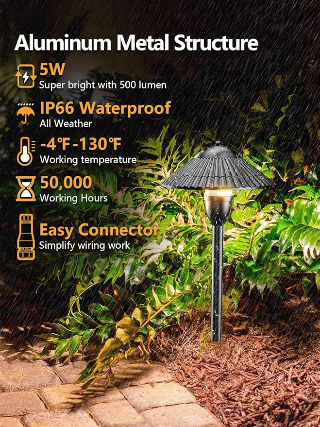 ZUCKEO LED Landscape Lighting Low Voltage Pathway Lights 12V 24V Landscape Li...