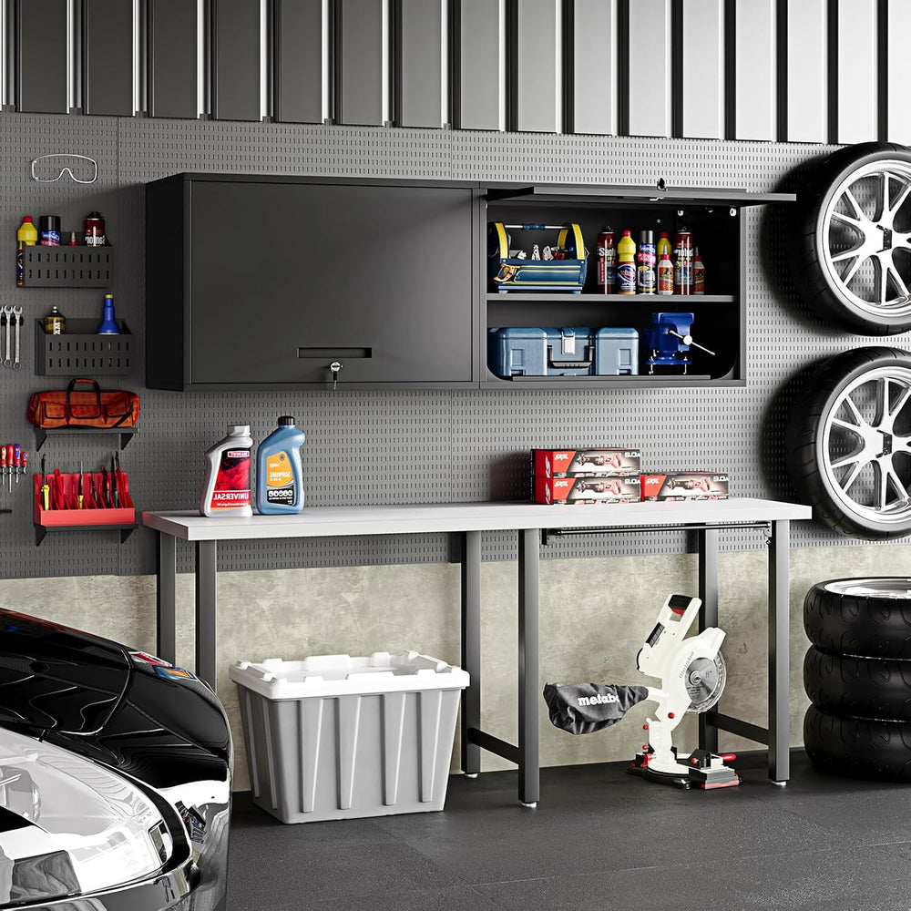 Metal Wall Storage Cabinet Adjustable Shelf 22'' Tall Steel Garage Wa...
