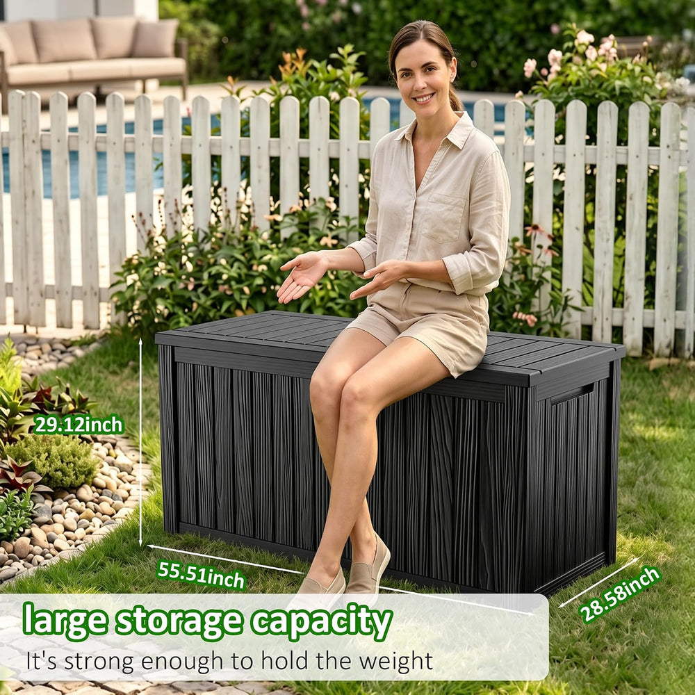 EasyUp 250Gal Large Outdoor Storage Box Waterproof Lockable Deck Boxes