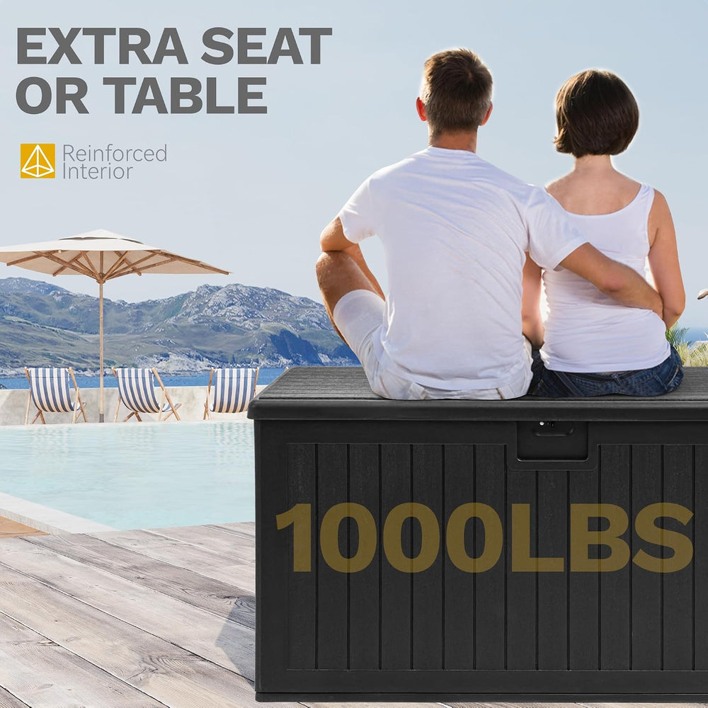 DWVO 180 Gallon Double-Wall Deck Box, XL Large Resin Outdoor Storage Box, Loc...