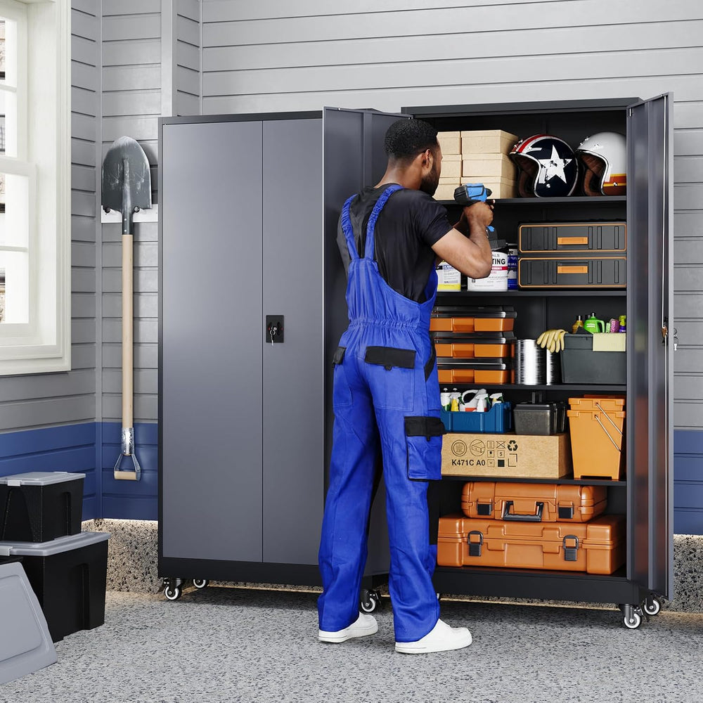 Yizosh Metal Garage Storage Cabinet with Locking Doors and Adjustable Shelves...