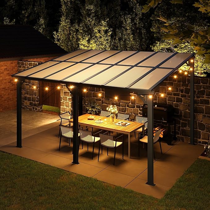 Aoxun 14'x 10' Premium Gazebo with Aluminum Top Frame & Polycarbo...