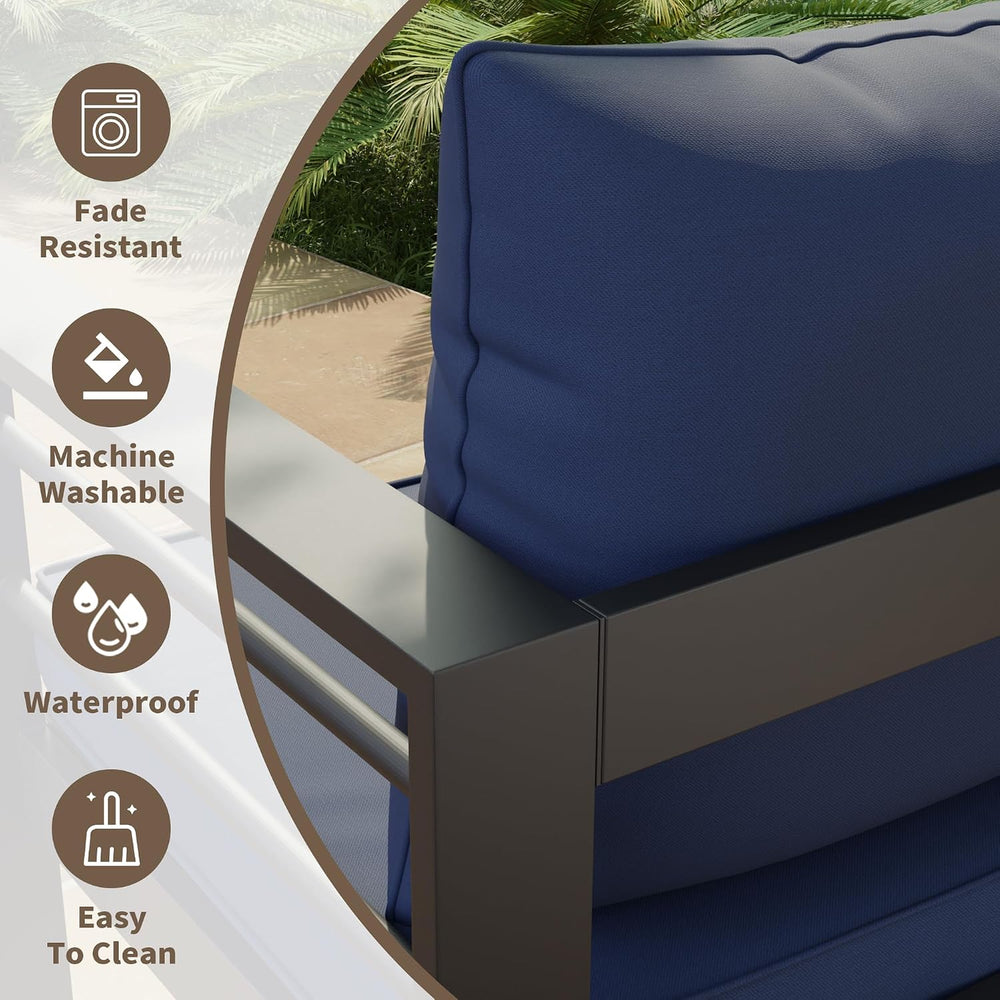 Amopatio Outdoor Chair Cushions, Navy, 23"×20"×4", Set of 4