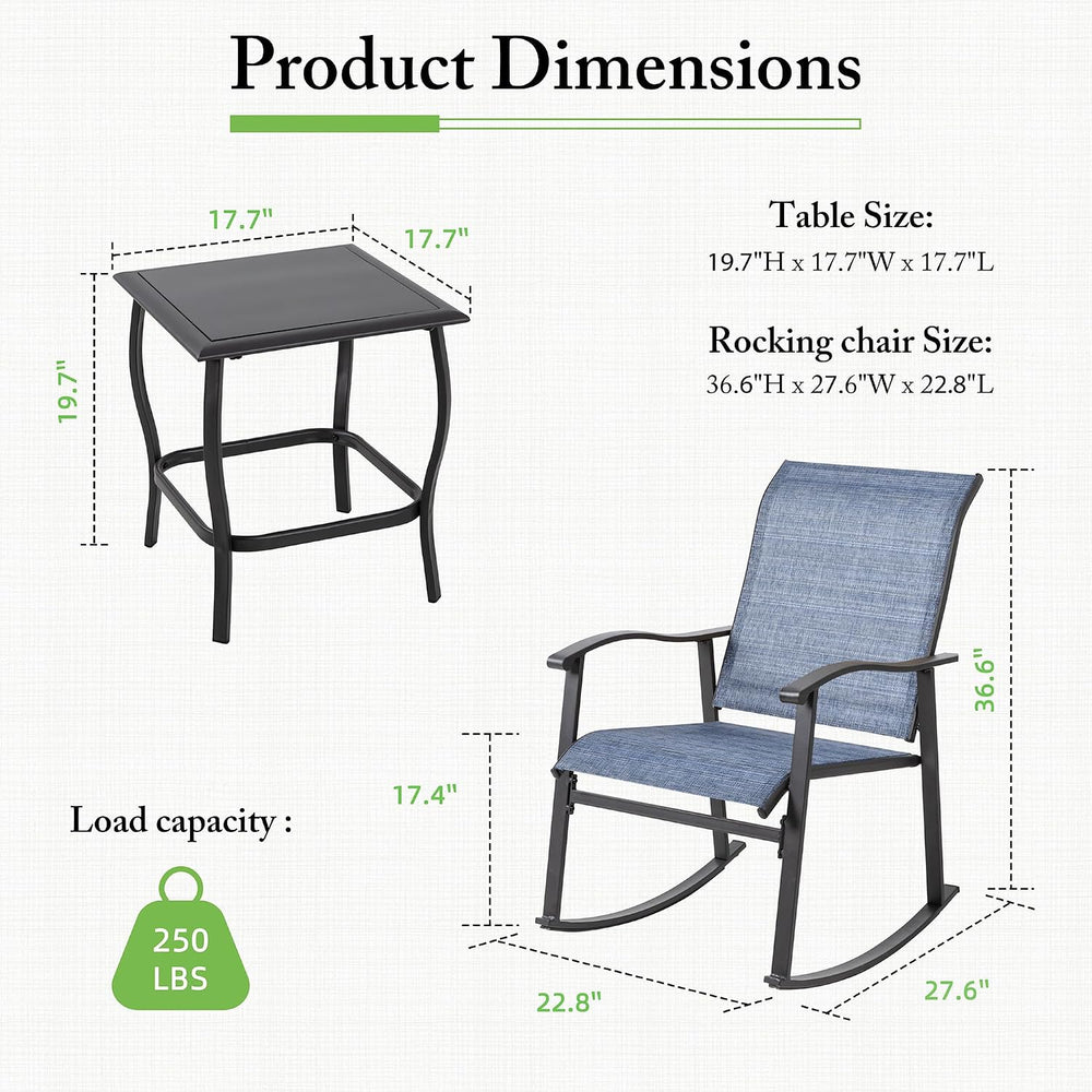 Shintenchi Rocking Chair Outdoor with Table, 3 Piece Rocking Patio Bistro Set...