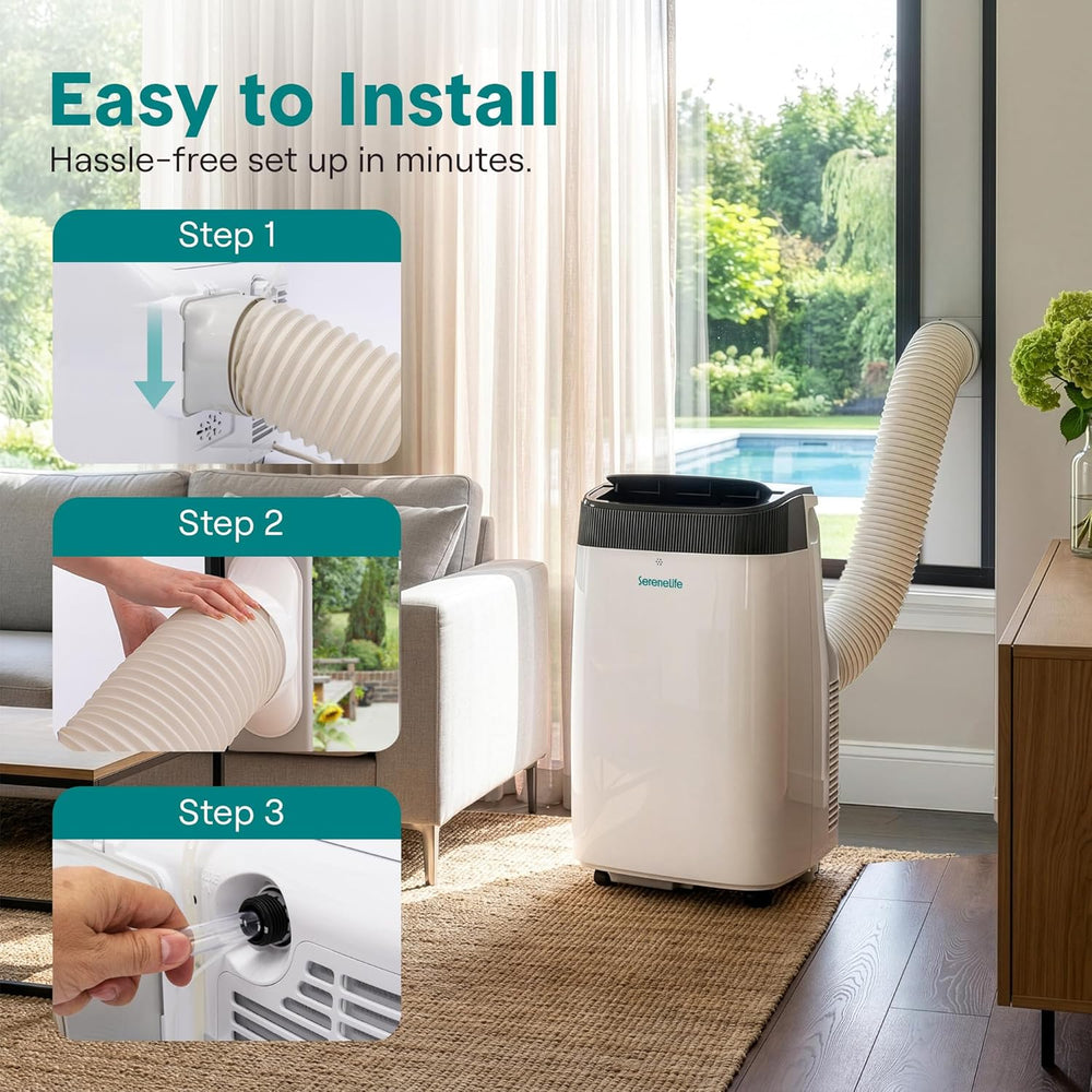 SereneLife Small Air Conditioner Portable 10,000 BTU with Built-in Dehumidifi...