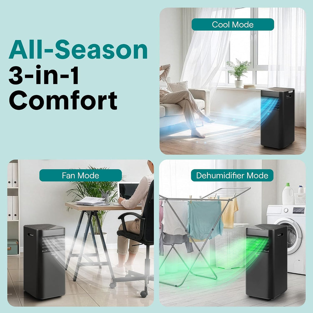 SereneLife Portable Air Conditioner 8000 BTU | 3-in-1 Cooling, Fan and Dehumi...