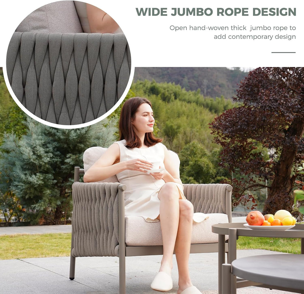 Grand patio 5-Piece Outdoor Furniture Set, Outdoor Sofa Set with 2 Round Side...