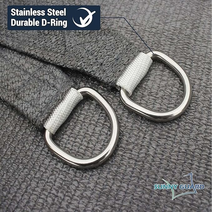 SUNNY GUARD Sun Shade Sail 14'x 14'x 14' Triangle Dark Grey UV Bl...