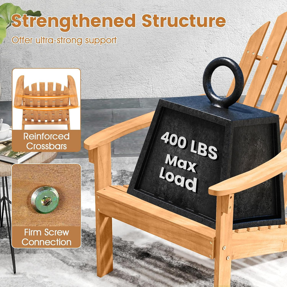 GIANTEX Adirondack Chair Set of 2 Acacia Wood Outdoor Chairs with 350 lbs Wei...