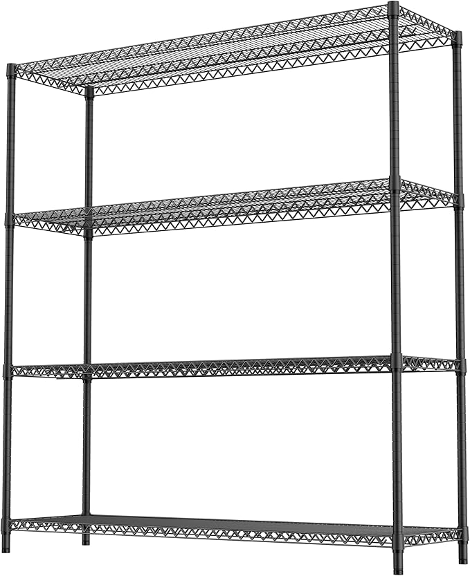 2800LBS 59" W 4 Tiers Storage Shelves Load, Metal Shelving Wire Metal Sh...
