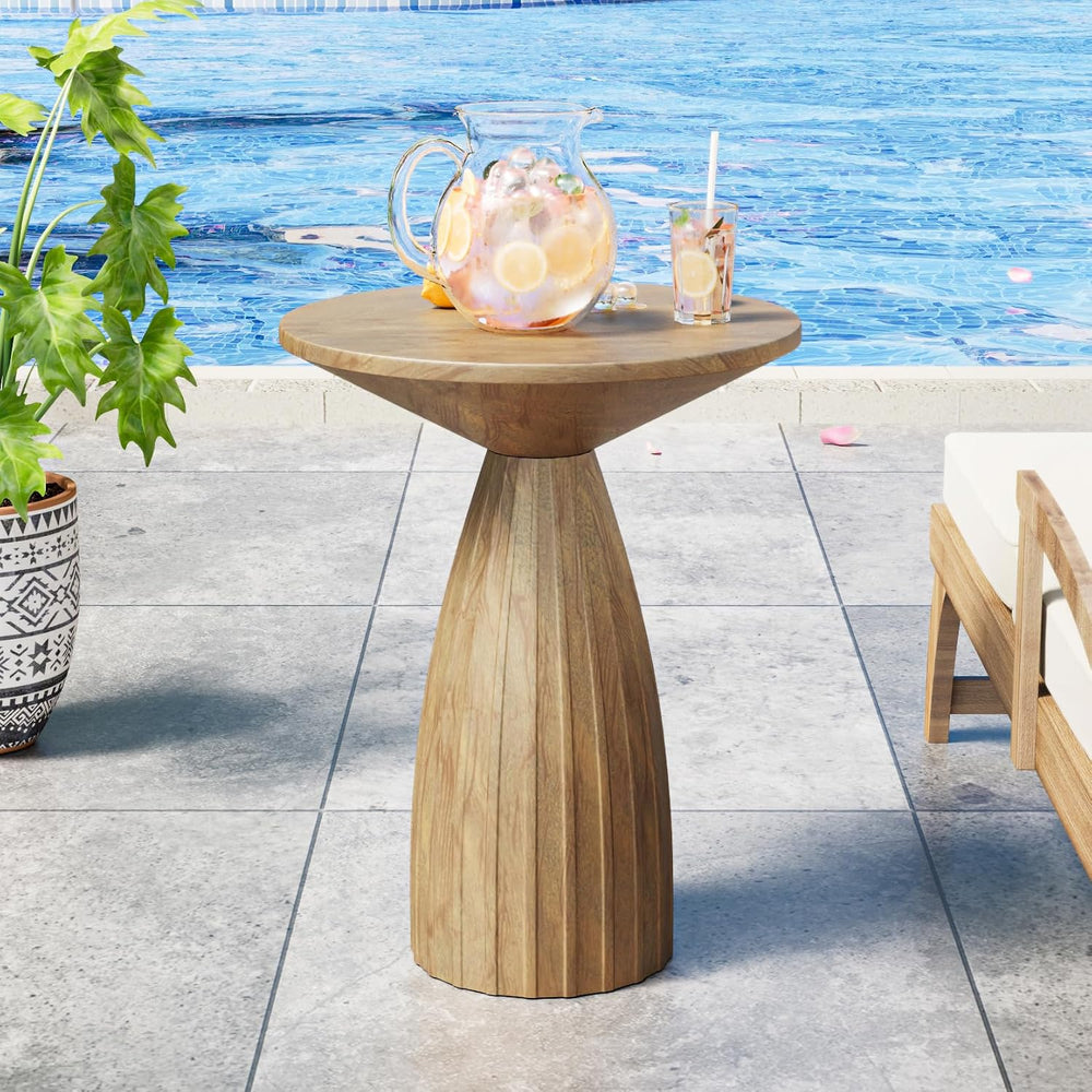 Round Small Patio Side Table Set of 2, Patio Furniture Accent End Table, Meta...