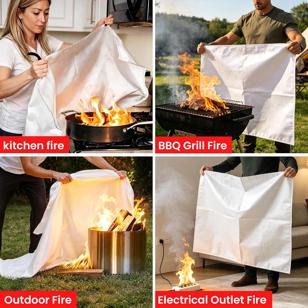 Fire Blanket for Home and Kitchen,40" x 40",4 Pack,Emergency Fire B...