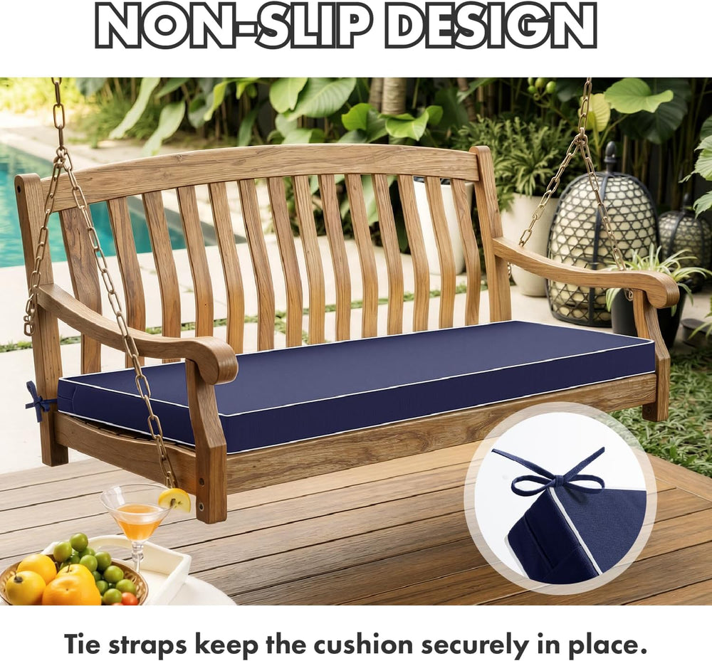 MIULEE Navy Outdoor Bench Cushion 48x18x3 Inch Waterproof for Porch Swing