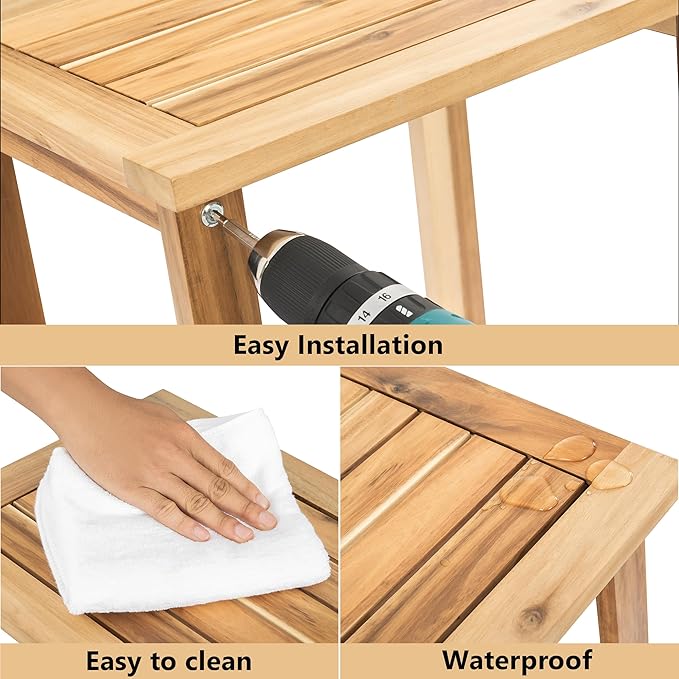 Double Adirondack Side Table, Weather-Resistant Rectangular End Table for Pat...