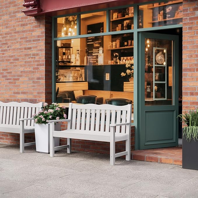 Stoog Outdoor Benches Set of 2, All-Weather HIPS Plastic Garden Bench with 80...