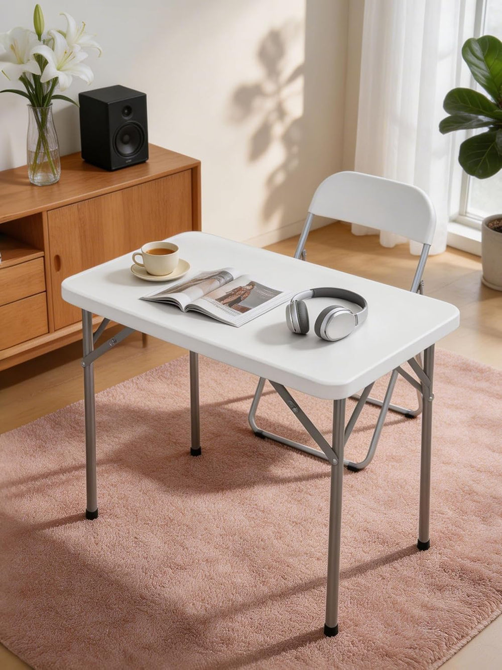 2.7FT Folding Table, 32 Inch Small Portable for Camping & RV