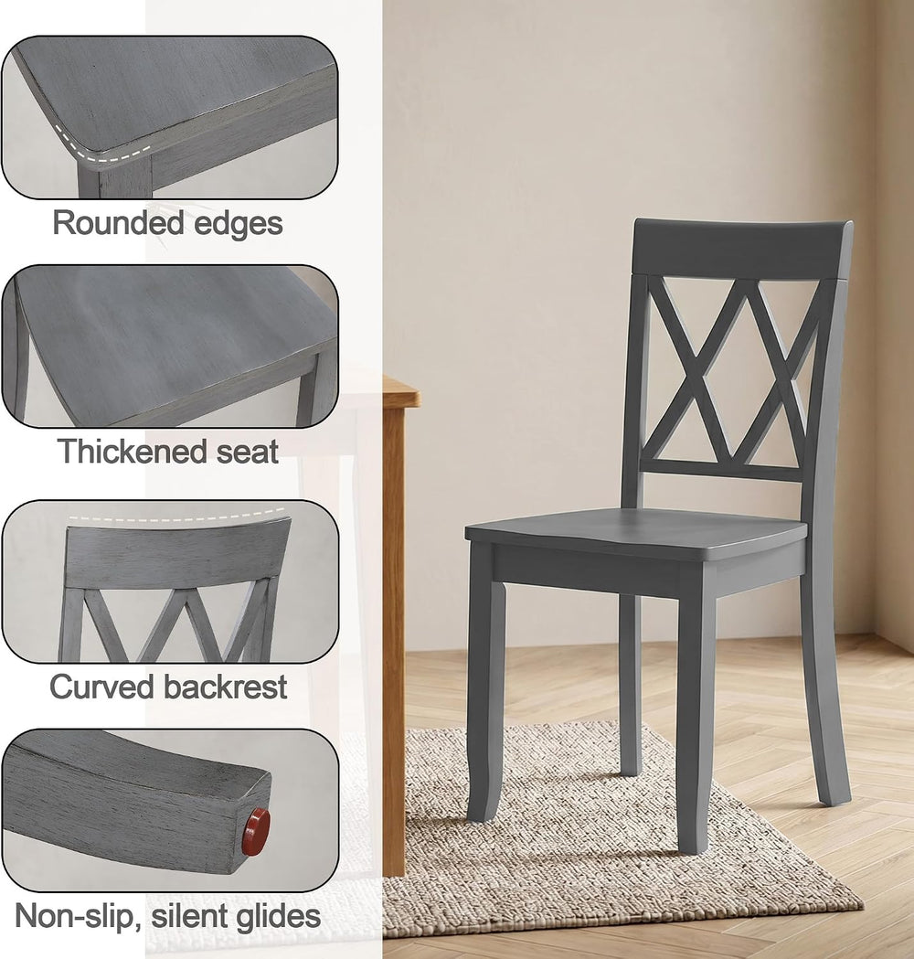 DUHOME Wood Dining Chairs Set of 4,Cross Back Solid Wood Kitchen Chairs