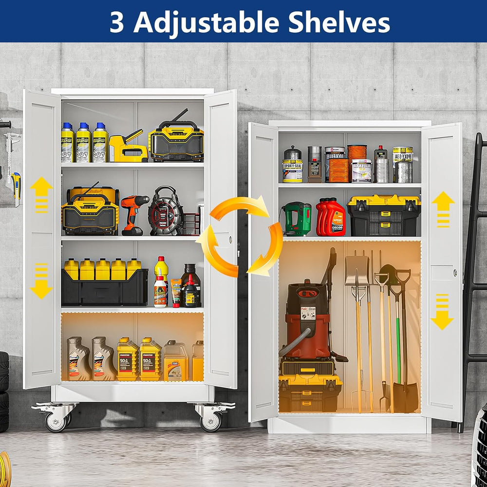 Metal Garage Storage Cabinet with Locking Doors and Adjustable Shelves,61&quo...