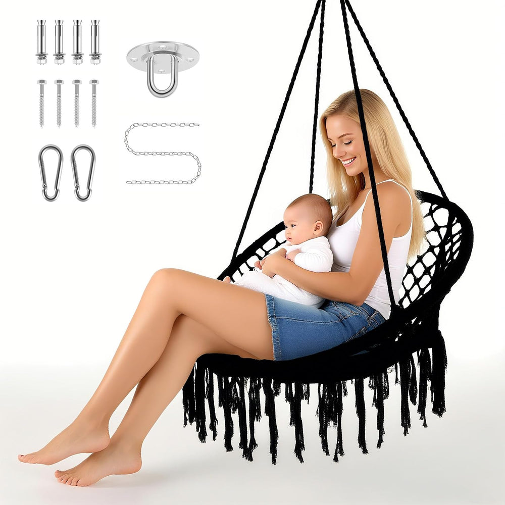 Hammock Chair Swing, 3 in 1 Hanging Chair with Cushion and Hardware Kits, 350...