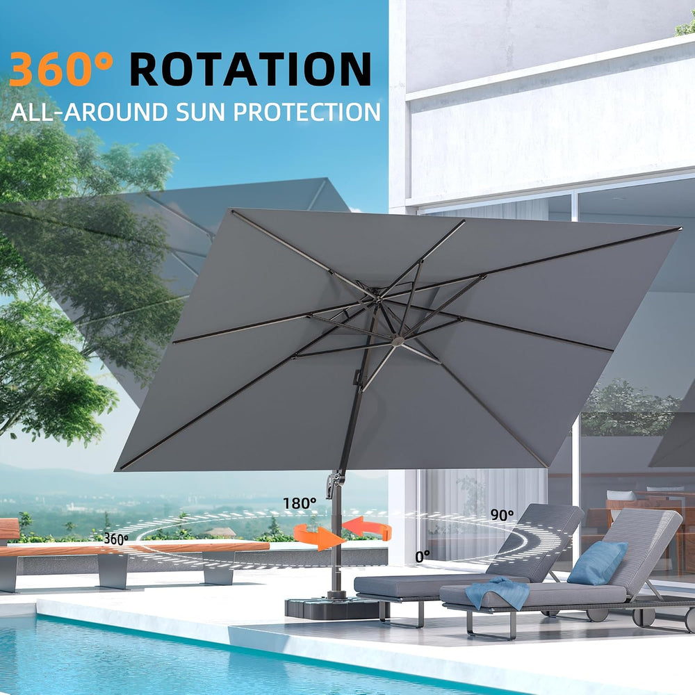 10' X 13' Outdoor Patio Umbrella Large Rectangle Cantilever Umbrella ...