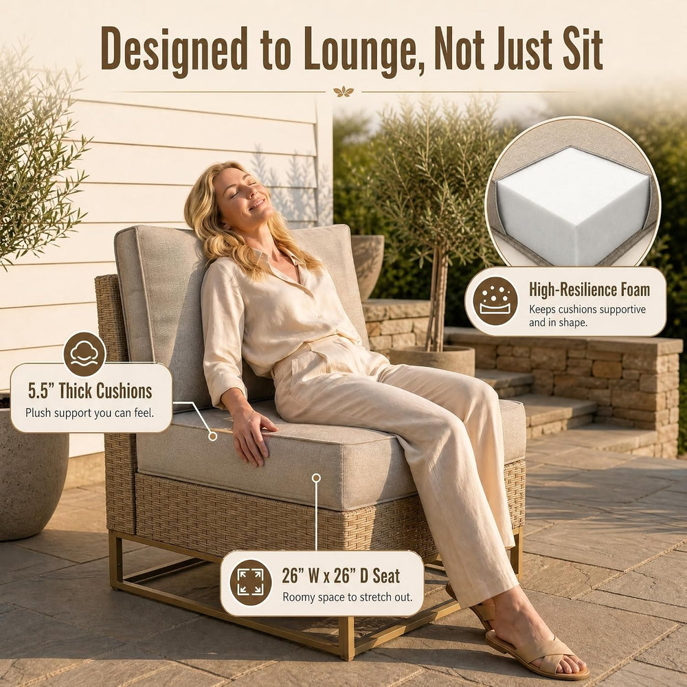 Outdoor Patio Furniture Set, PE Wicker Sectional Sofa with Thick Cushions