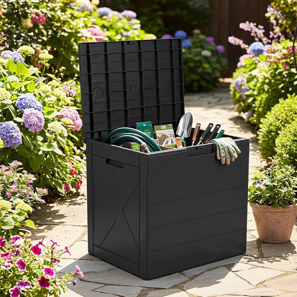 Tangkula 25 Gallon Outdoor Storage Box with Lockable Lid