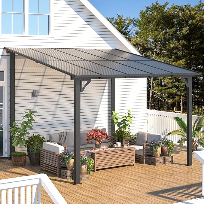 AECOJOY 10’ x 10’ Gazebo, Wall Mounted Gazebos Pergola on Clearance, Outdoor ...