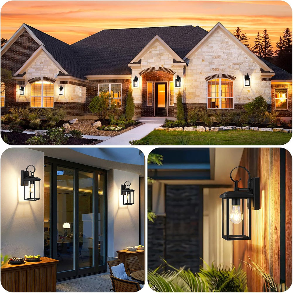 BesLowe 2-Pack Outdoor Wall Light Fixtures, Modern Porch Sconces, Black