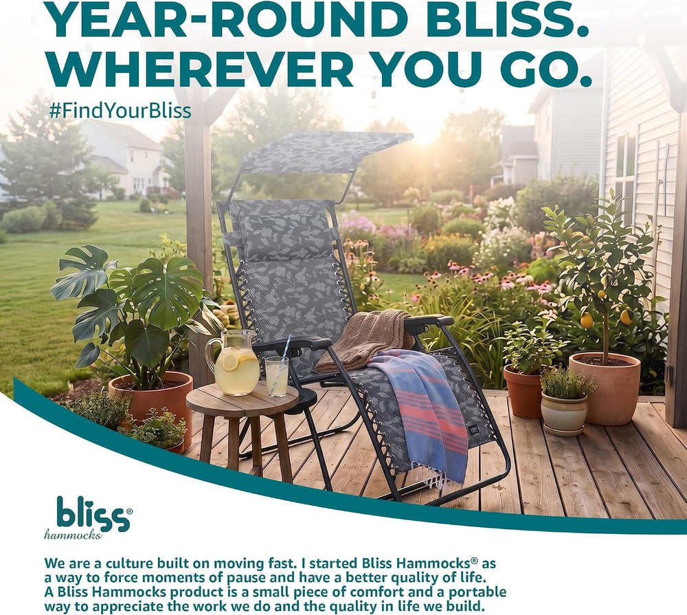Bliss Hammocks XL Zero Gravity Lounge Chair, Platinum Flower, 30" Wide