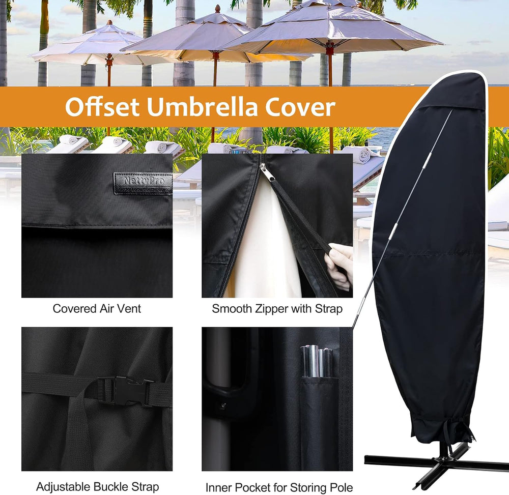 NettyPro Patio Umbrella Cover Outdoor Waterproof Cantilever Parasol Banana Um...