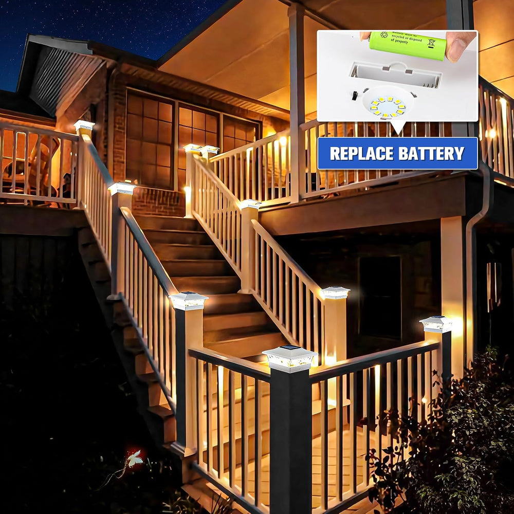 VOLISUN Solar Post Cap Lights, 2 Modes Outdoor Fence Lights (6 Pack, White)