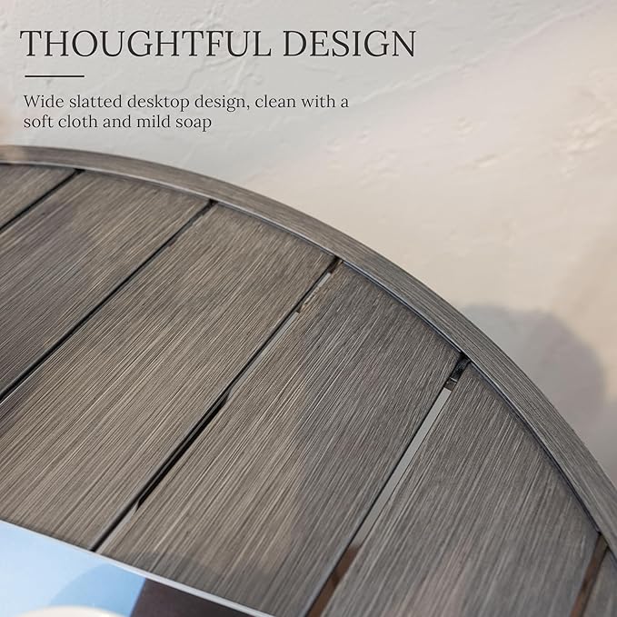 VICLLAX 47.2" Outdoor Round Patio Table for Lawn Garden, All Weather Met...
