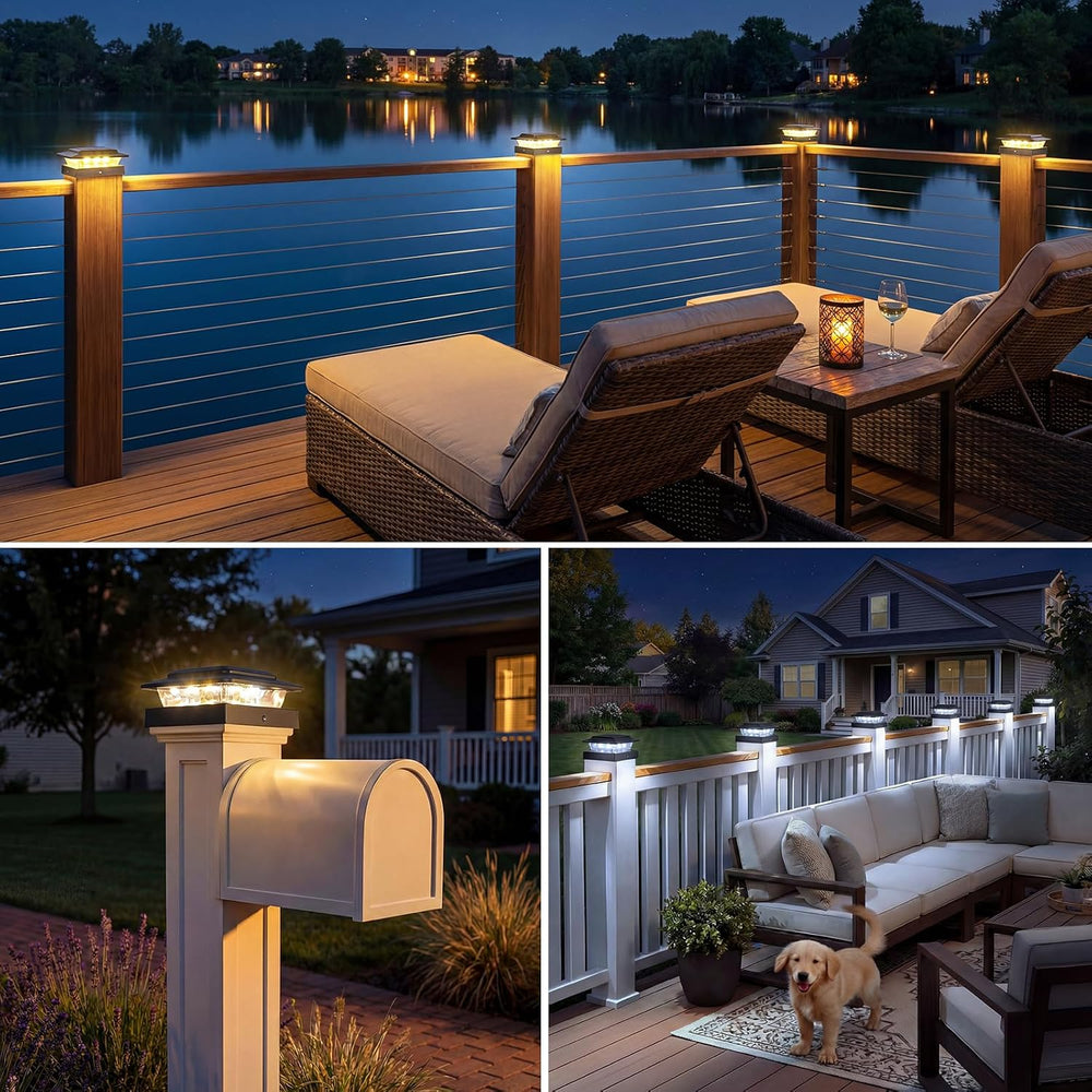 kolpop 4x4 Solar Post Cap Lights Outdoor 12Pack- 3 Color Temperatures& 2 ...