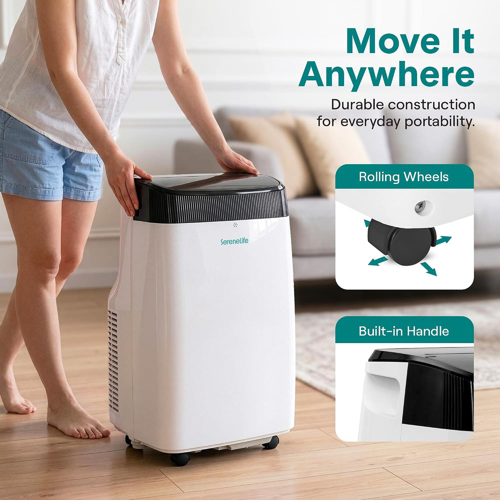 SereneLife Portable Air Conditioner, With Dual Motor, Dehumidifier & Fan ...