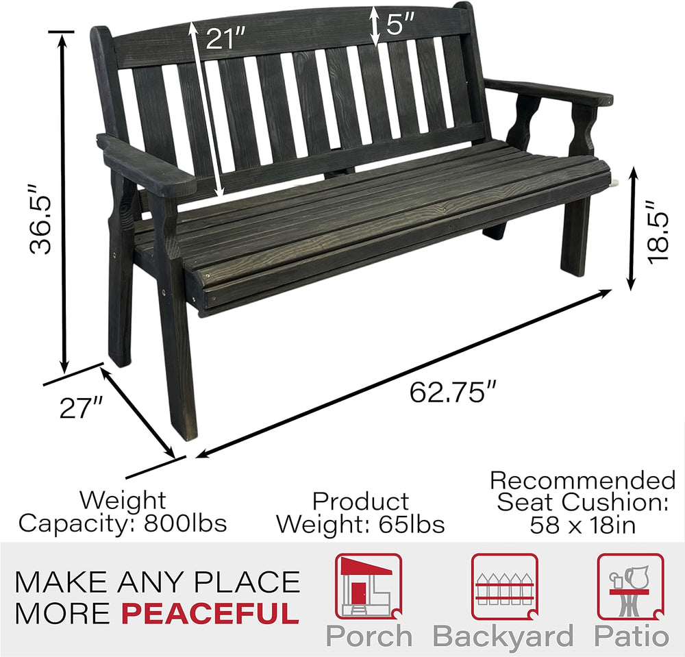 Amish Casual Outdoor Heavy Duty 800 LB Mission Pressure Treated Garden Bench(...
