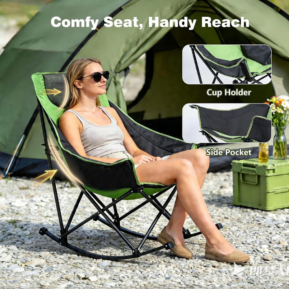 SUNNYFEEL Oversized Rocking Camping Chair 2 Pack, Fully Padded Patio Chair wi...