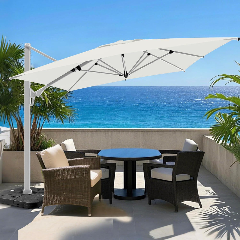 HOMPUS 9-12FT Cantilever Patio Umbrella 360°Rotation Rectangular Outdoor Umbr...