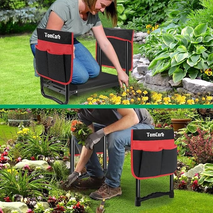 TomCare Garden Kneeler and Seat 10.64” Wider Larger Soft Kneeling Pad Garden ...