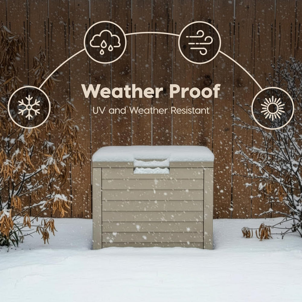 IRIS USA 35 Gallon Outdoor Deck Box, Lockable, Weather-Resistant, Beige