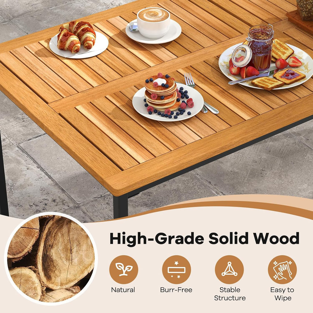 Tangkula 7 Piece Outdoor Dining Set for 6, Acacia Wood Rectangular Dining Tab...