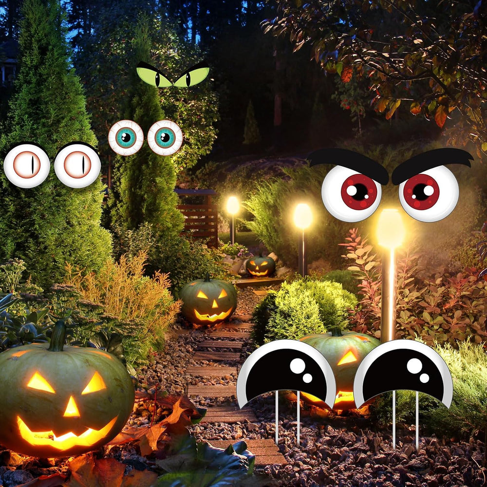 12 Sets Halloween Bush Eyes with 24 Stakes Decoration Outdoor Yard Decor