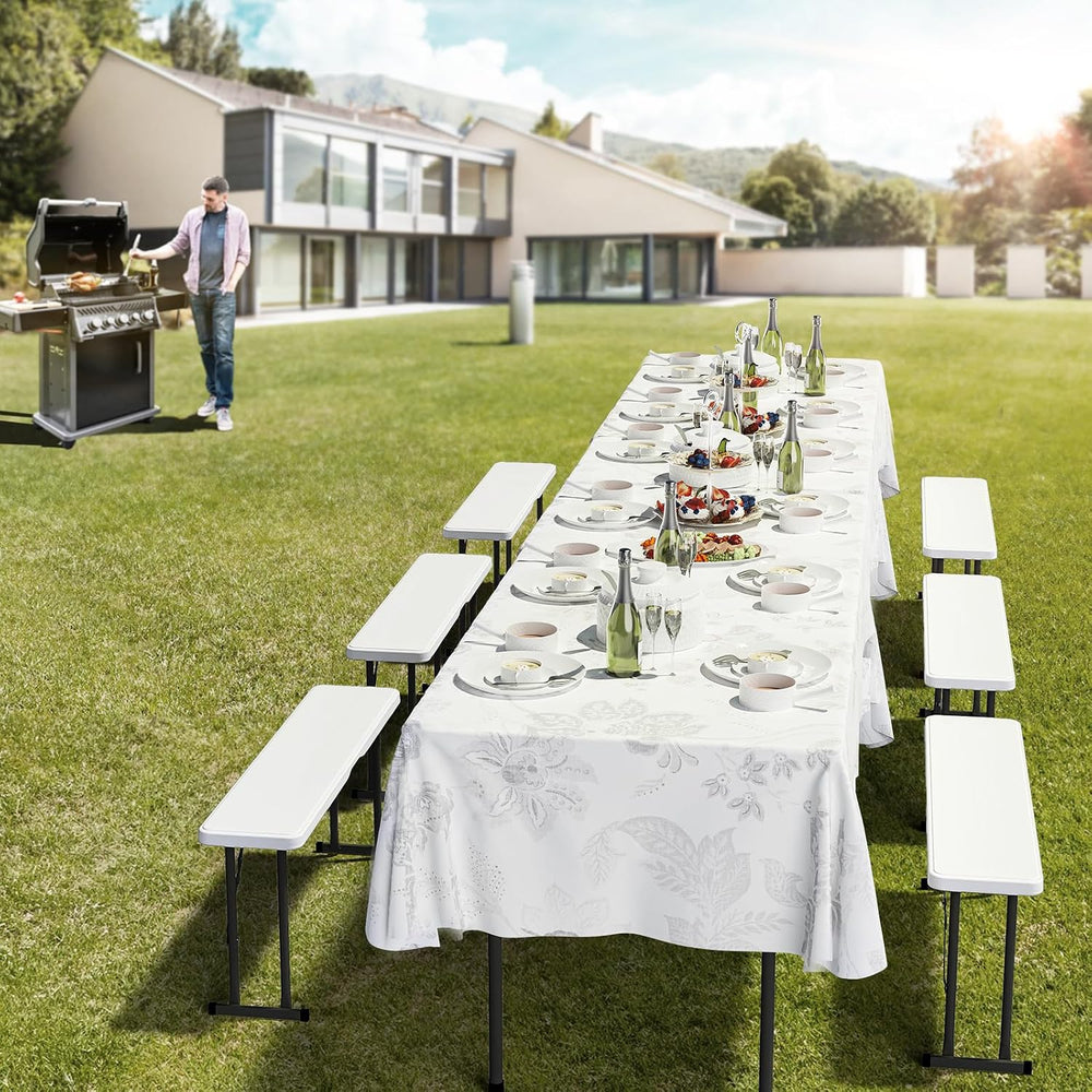 VINGLI Picnic Table Set with 2 Benches, 6 Feet Camping Table Chair Set, Heavy...