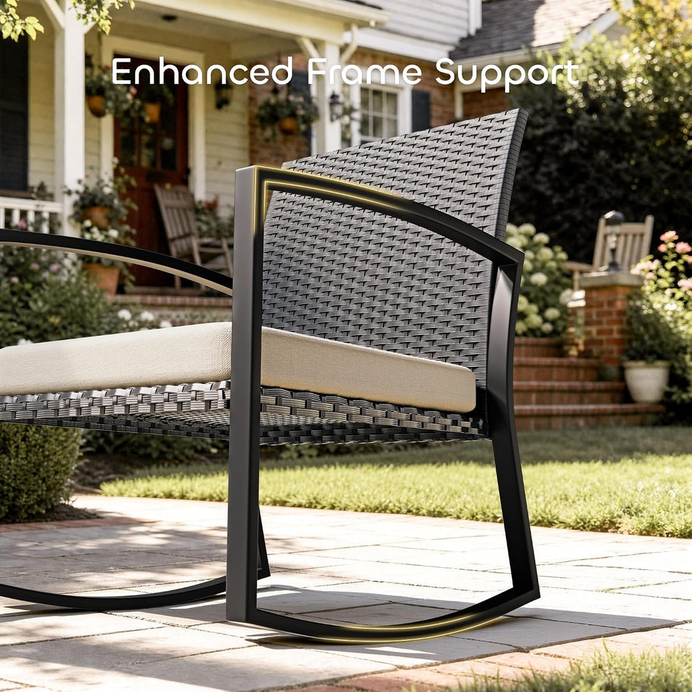 Skyfish Rocking Bistro Set - Reinforced Steel Frame - 3 Pieces Patio Furnitur...